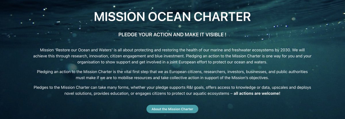 If your work is focused on...

🔹 Protecting marine & freshwater ecosystems
🔹 Preventing & eliminating 🌊 pollution 
🔹 Working towards a carbon-neutral circular blue economy

...then consider signing the @OurMissionOcean Charter 👇
bluemissionbanos.eu/missioncharter/