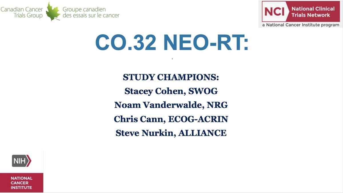 2/10 The NEO-RT trial can be opened through @SWOG @NRGonc @ALLIANCE_org @eaonc and is supported by our study champions. @ChrisCannMD @geriradonc