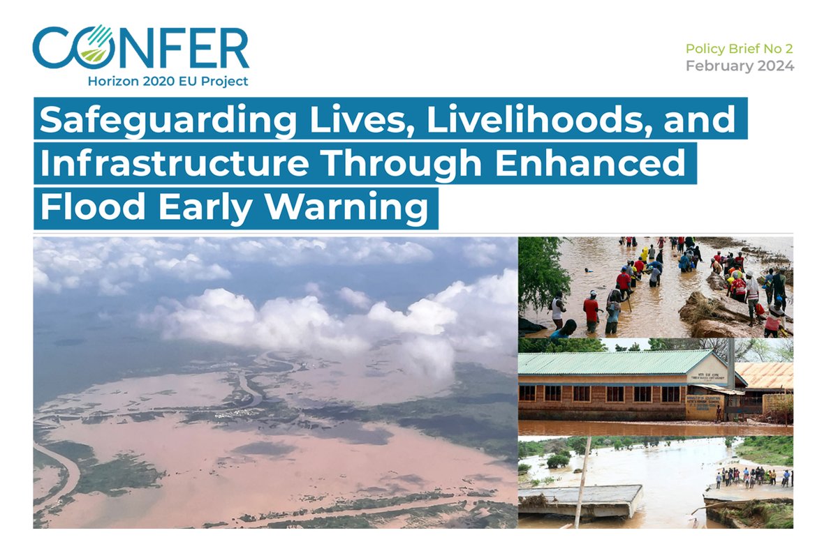 📑 Our second #PolicyBrief is out!

The paper presents key insights on safeguarding lives, livelihoods, and infrastructure through enhanced #flood early warning systems in the #HornofAfrica.

Read and download ➡️ bit.ly/3wBsA3X
#CONFER #EarlyWarning4All #ClimateActionNow