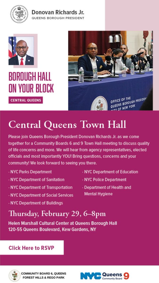 Great to see neighbors & friends tonight at Queens Borough President Donovan Richards' Central Queens Town Hall for Community Board 6 & Community Board 9 constituents!