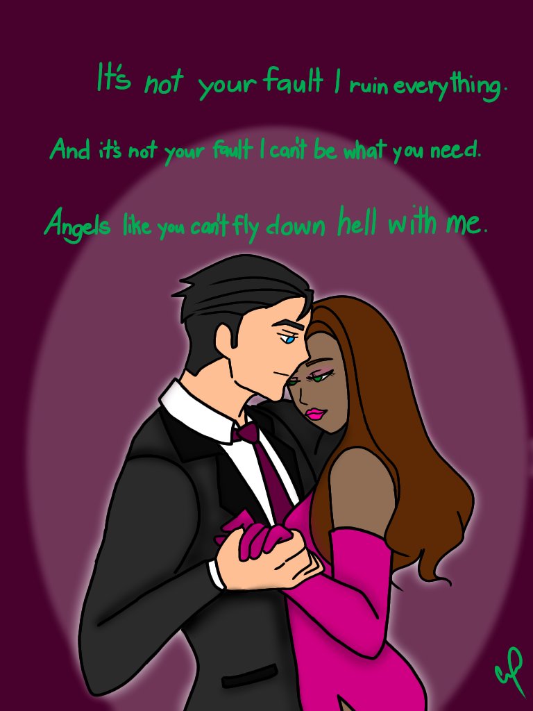 ScarletLnRs's tweet photo. "I'm everything they said I would be" #bfkcarts #brutalia #dccomics #brucewayne #taliaalghul #batman #songlyrics #angelslikeyou https://t.co/O2zuJC3rAN