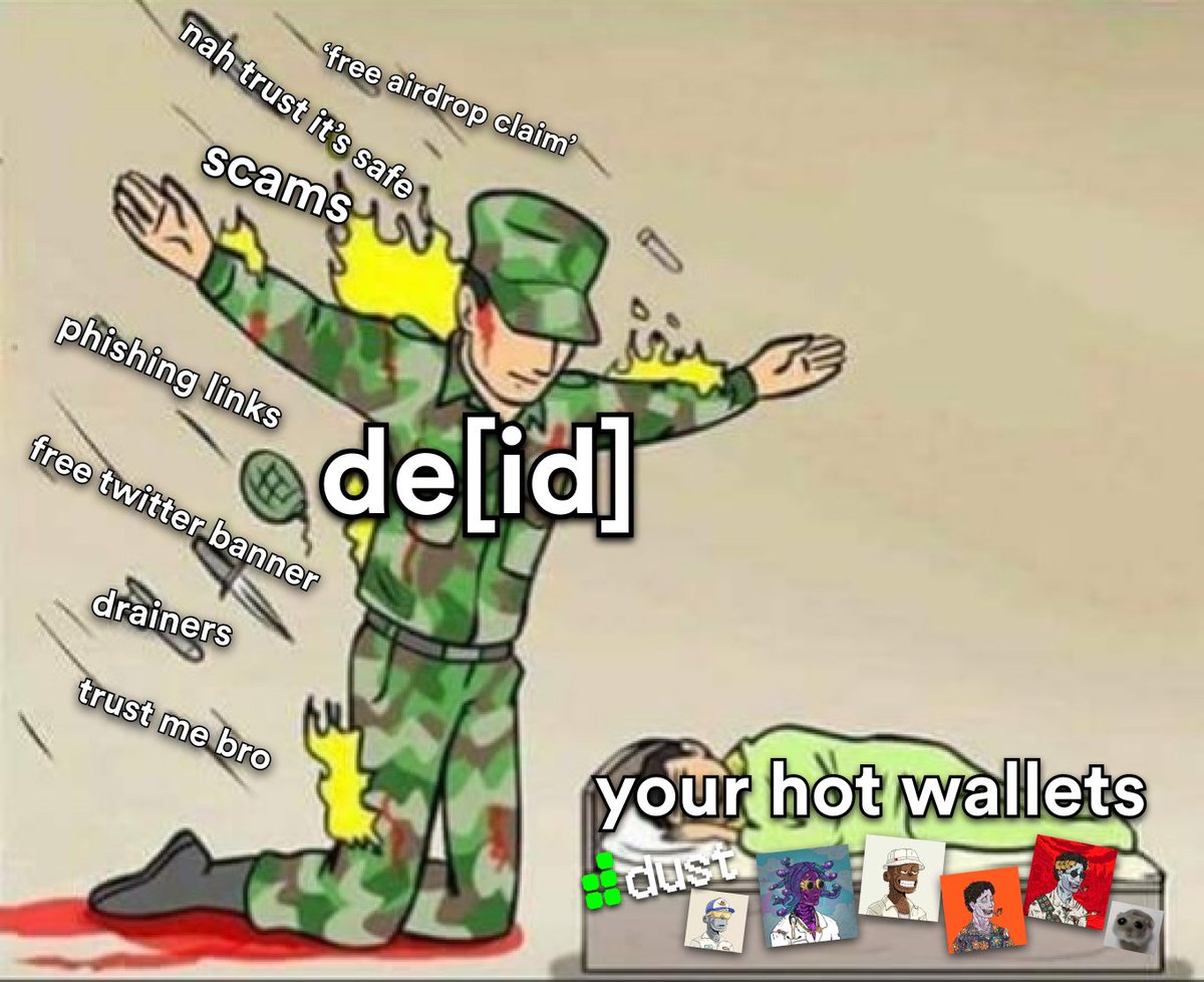 thebasedbob's tweet image. de[id] OAuth allows you to verify your holdings without even opening your wallet.

Now that's what I call safe! 😼

This is possible as all your wallets are linked to de[id] securely on de.xyz

To be clear, at NO POINT can de[id] sign anything on your wallet. 🔒