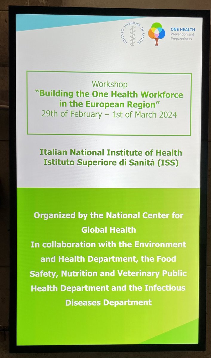 Today is the second day of the @OneHealth workshop ⁦@istsupsan⁩ in Rome. Looking forward to hearing about the outcomes and further steps.