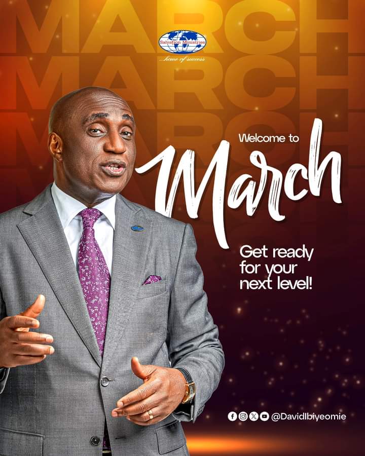 ChurchDigest's tweet image. Welcome to March!

This month, you will step into your next level of manifestation.

#DavidIbiyeomie #SMHOS #PropheticDeclarations #Amen #ApostlesAndProphets #HappyNewMonth