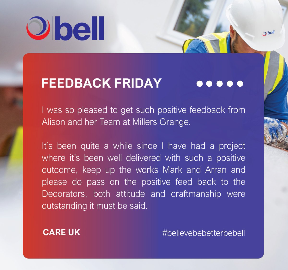 This weeks #FeedbackFriday comes from our team in the West Midlands, lovely to hear such a glowing report! #bebell