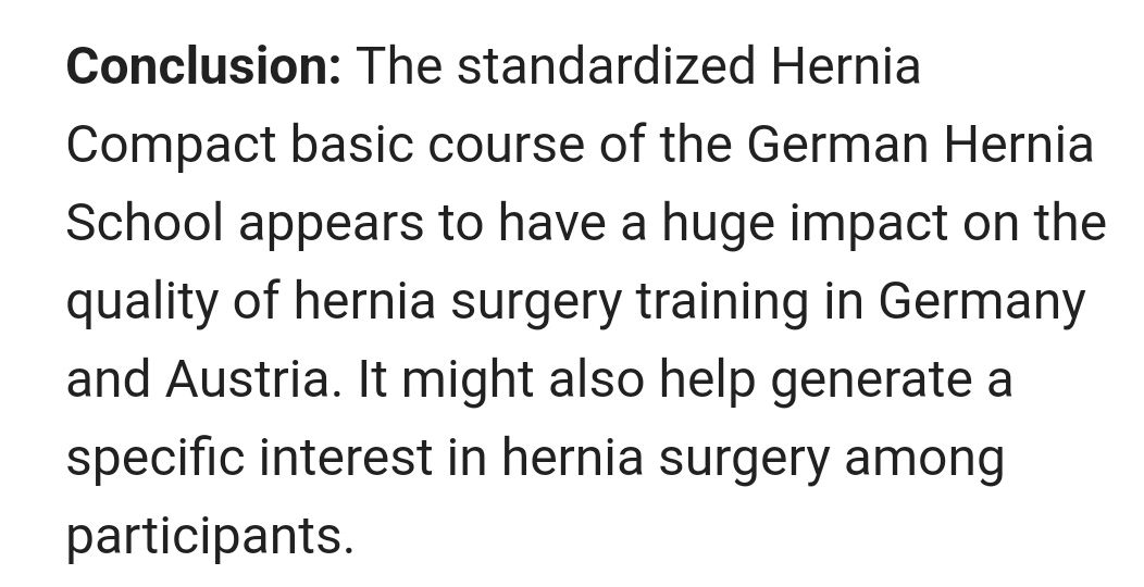 buff.ly/3UP9mSn Long-term evaluation of the Hernia Compact #HerniaCourse of the German #HerniaSchool.

#HerniaSurgery