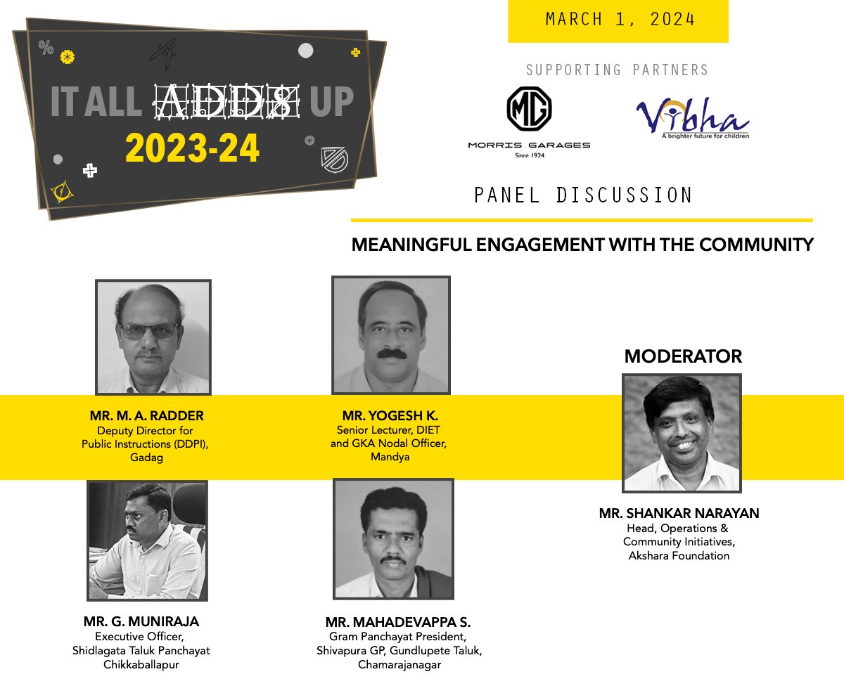 We have with us a very interesting panel from the Education Department and Rural Development and Panchayat Raj (RDPR) talking about the GP contests, an initiative by the community, for the demand side of the Education Equation.

#ItAllAddsUp #mathssymposium #stakeholderownership