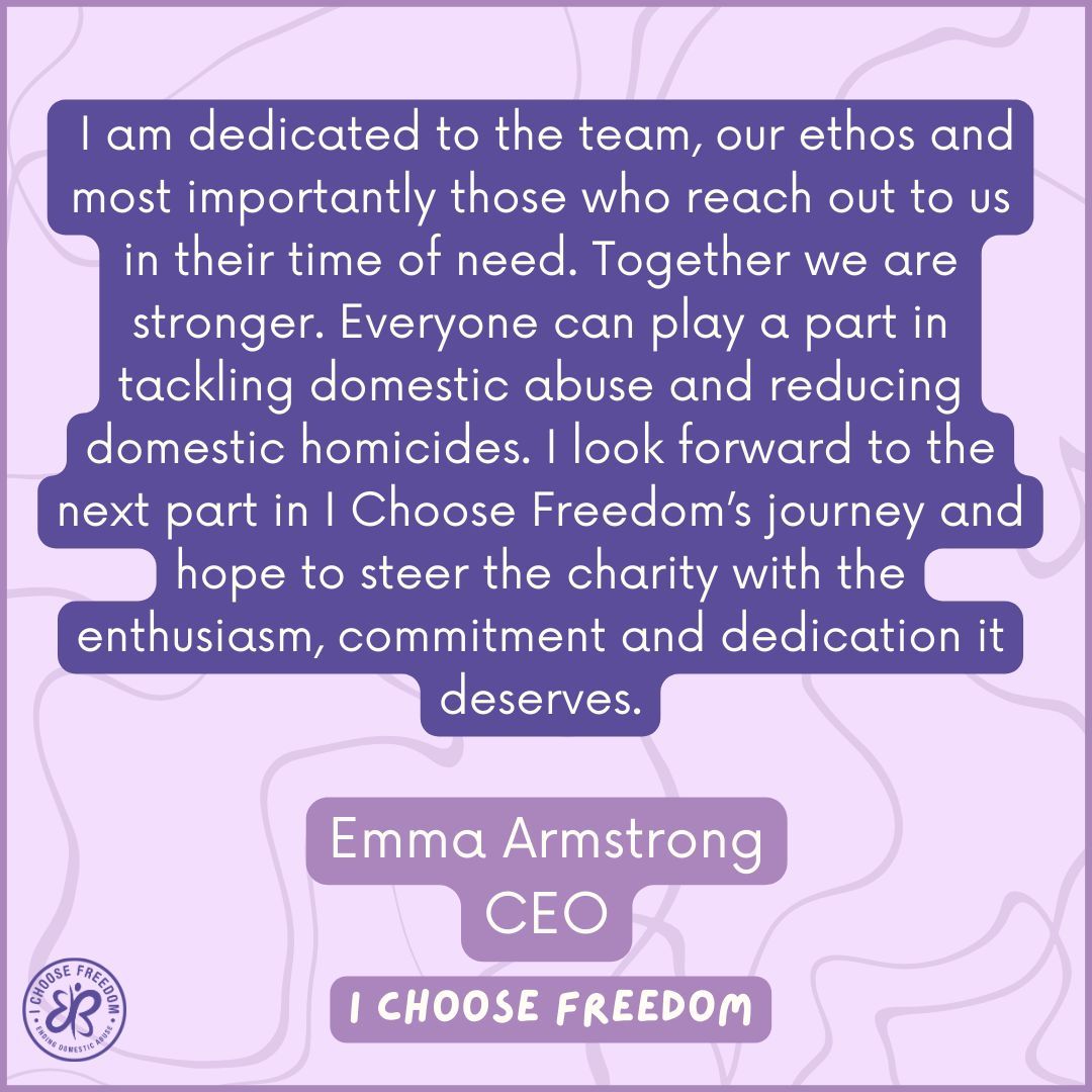 We are incredibly excited to welcome our new CEO, Emma Armstrong! Emma officially steps into the role of CEO today, and we cannot wait to see her powerful plans for I Choose Freedom 💟 Want to find out more about Emma? Keep an eye out for future posts! 👀