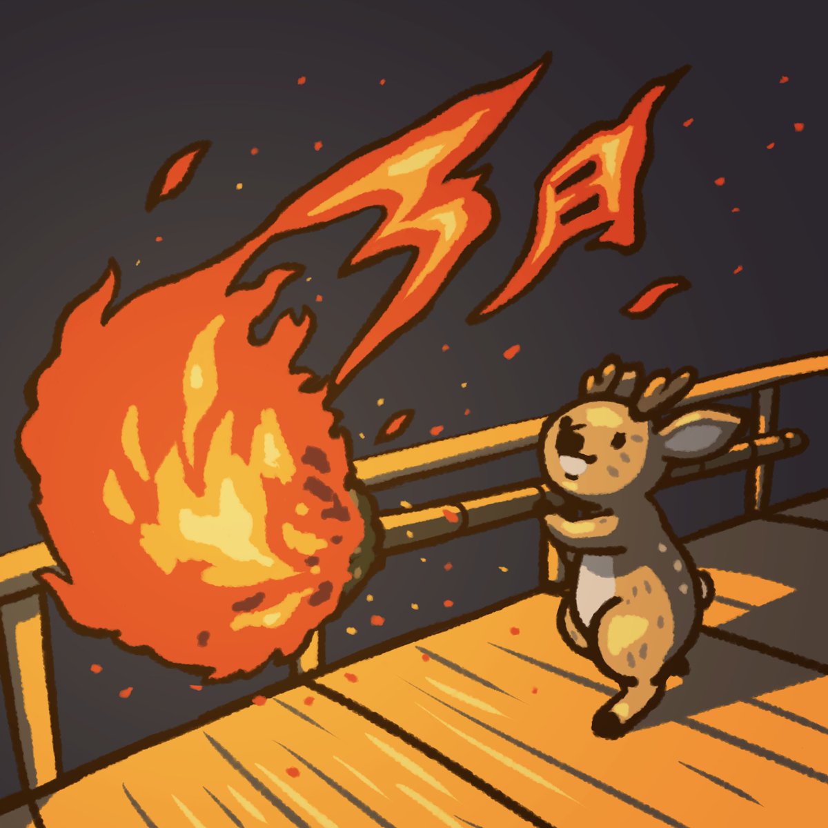 yoshinomaho's tweet photo. 【落書き】
3月になりましたね🦌🔥

#お水取り #修二会 https://t.co/yxNt84lWFb