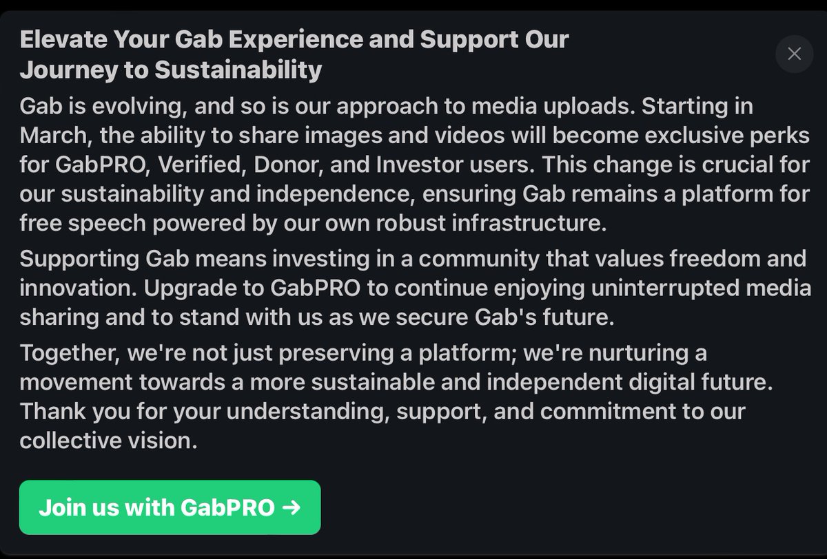 This may be the worst decision gab has ever made. I guess Andrew thrown it all at his AI? Pay to play ultimately flails then fails.