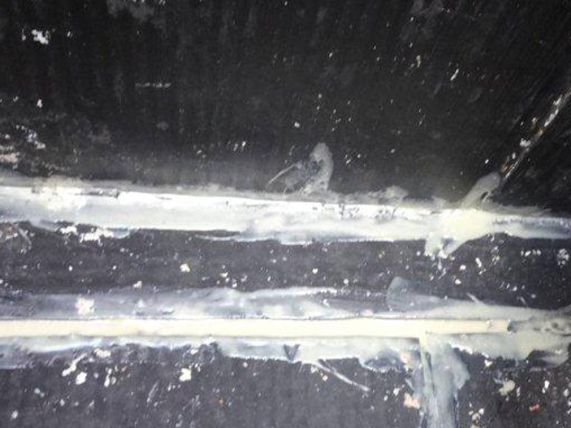 Rubber sheeting shielding a concrete coating and metal tank frame from exposure to seawater loosened, lifted and broken apart in places

AB Original Epoxy Putty fills the gaps, curing to a material with high #corrosion &amp; chemical resistance

Read 👉bit.ly/SAGpAB2