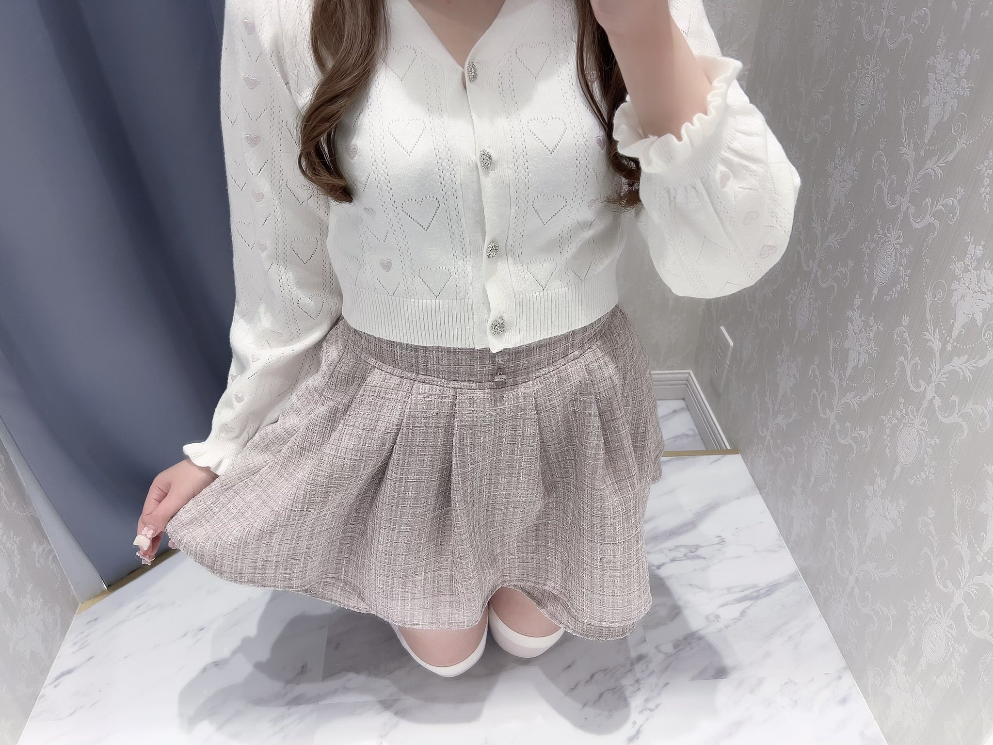 evelyn ミニOP (アイスグレー) evelyn - evelyn レースビジューop アイスグレー IGY Mの通販 by