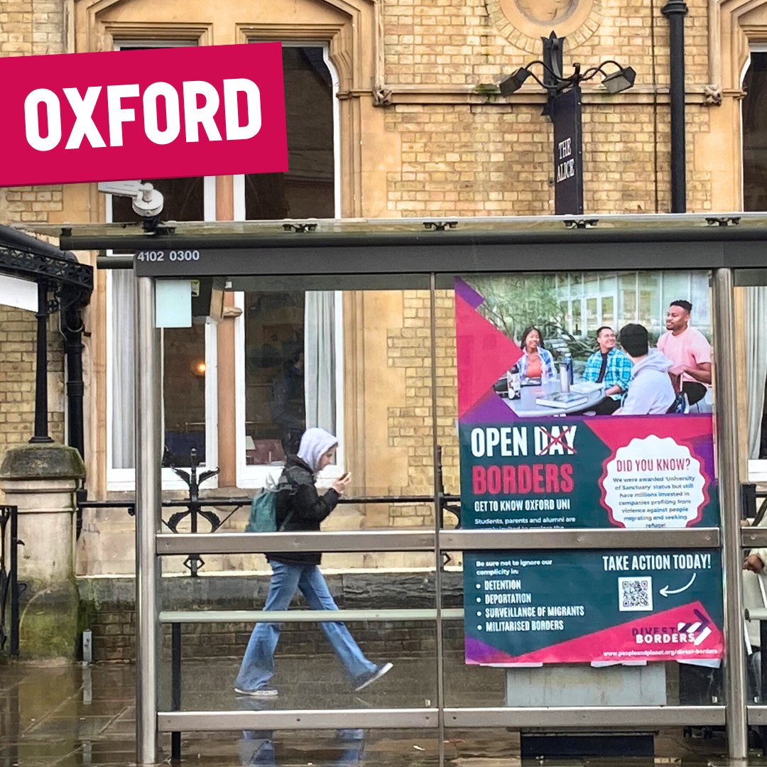 People & Planet (@peopleandplanet) on Twitter photo ❌ The <a href="/UniofOxford/">University of Oxford</a> was awarded 'University of Sanctuary' status but still has millions invested in companies profiting from violence against people migrating & seeking refuge.
✊ Students are calling this out!
⬇️ Tell the university to #DivestBorders: bit.ly/3SYPCsP ❌ The <a href="/UniofOxford/">University of Oxford</a> was awarded 'University of Sanctuary' status but still has millions invested in companies profiting from violence against people migrating & seeking refuge.
✊ Students are calling this out!
⬇️ Tell the university to #DivestBorders: bit.ly/3SYPCsP