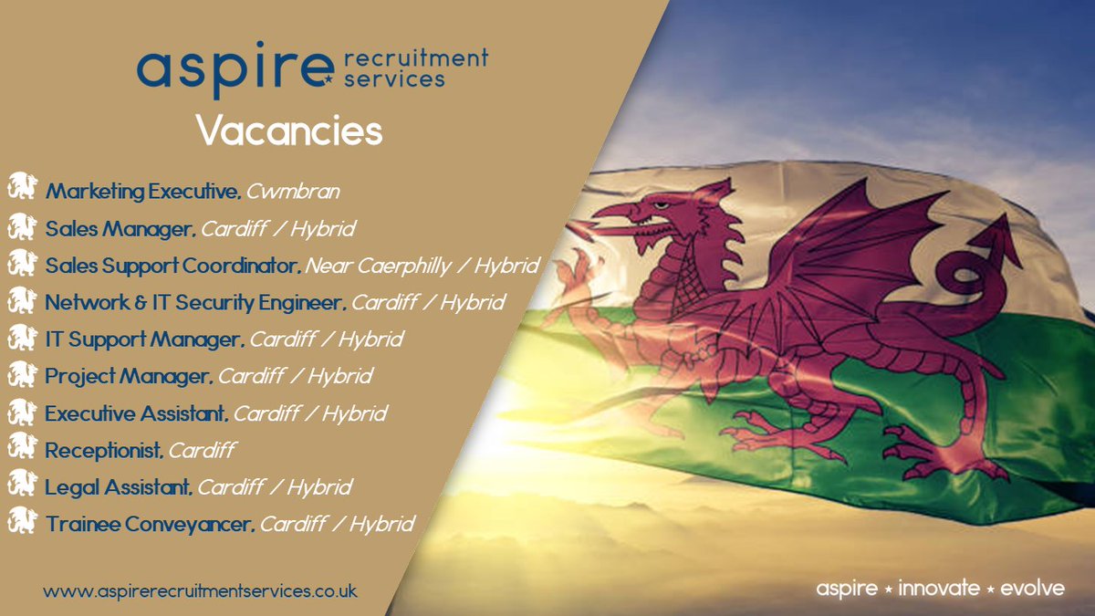 ⭐Dydd Gŵyl Dewi Sant Hapus! ⭐ This #StDavidsDay, we're celebrating a host of #vacancies! 🙌 For anyone seeking a new #job in South #Wales, contact @aspirerecserv!🤙 📞 07545 565497 📧 sarah@aspirerecruitmentservices.co.uk #Recruitment #Recruiting #Hiring #JobsInWales