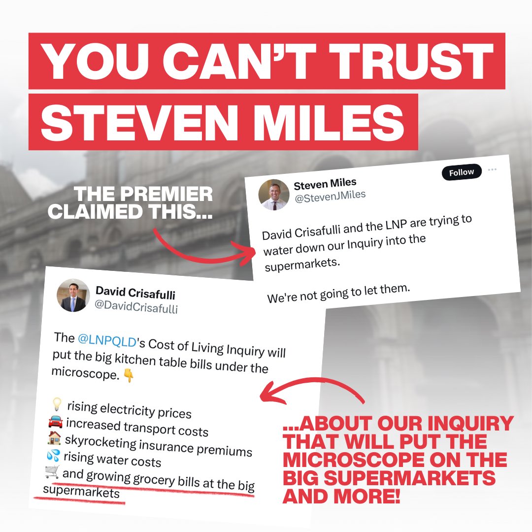 Steven Miles isn’t serious about addressing the cost of living. If he was, he’d expand the inquiry to look at the things his Government controls that are costing Queenslanders.