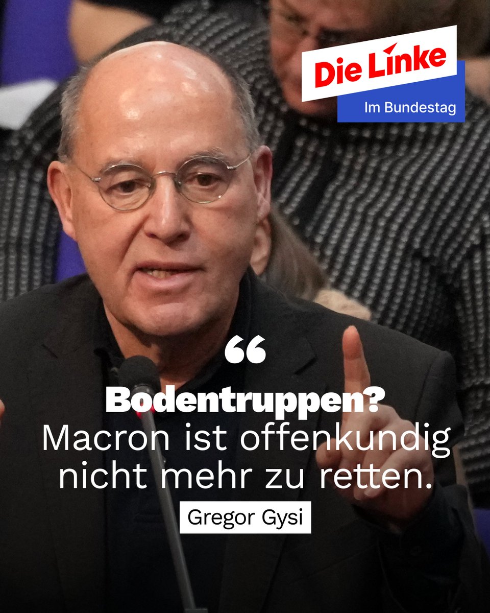 Der französische Präsident Macron ist offenkundig nicht mehr zu retten. Wenn ein @NATO-Staat oder gar mehrere NATO-Staaten #Bodentruppen in die Ukraine entsenden, haben wir den Dritten Weltkrieg. Das ist völlig indiskutabel.