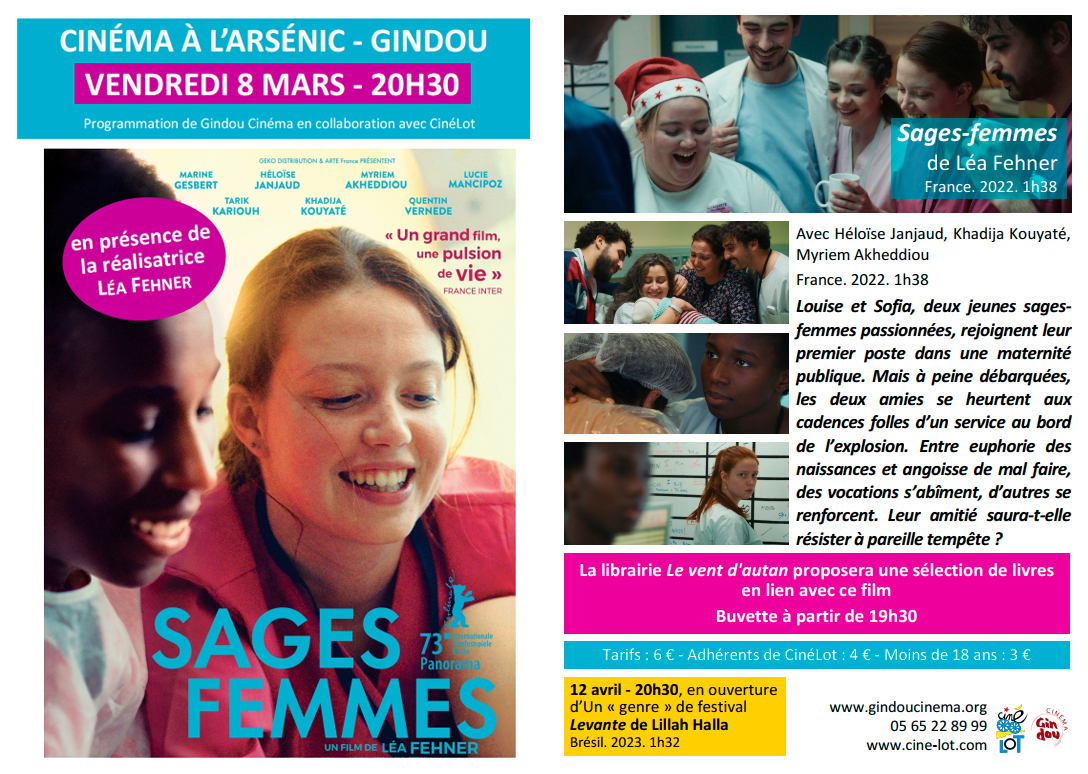 Prochaine séance mensuelle à <a href="/Salle_LArsenic/">L'Arsénic_Gindou</a>
SAGES-FEMMES, en présence de la réalisatrice <a href="/leafehner/">léa fehner</a>

·•· une plongée réaliste et politique dans une maternité sous tension ·•· Les Inrocks

 gindoucinema.org

#Tousaucinema