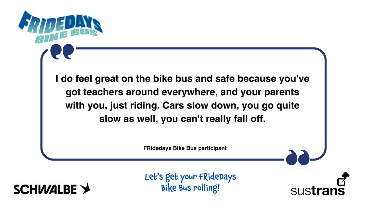 Bikes buses are a safe and fun way for kids to travel to school 🌍🚲 Start a bike bus with the help of our toolkit! Find it here buff.ly/3P74WDo @SchwalbeUK @Sustrans #BikeBus #safeschoolrun #FridayWeCycle