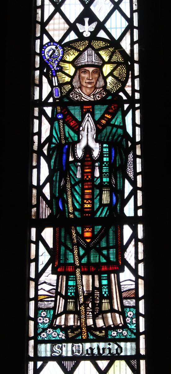 Happy St David’s Day
The saint is depicted here at St Werburgh, #Chester by #TrenaCox 
From a group of 1930s windows - mainly in the porch of the church. 
#StainedGlassEveryday @BSMGP