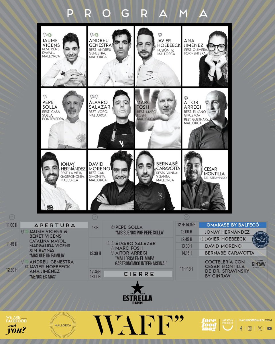 Ya está disponible el mapa y la programación del #WeAreFaceFoodMallorca . 🗺

Recuerda: 
📆 5 de marzo
⌚️ 11:00h a 18:00h
💰Entrada Gratis (🎟 acredítate 🎟 facefoodmag.com/waff/mallorca)
📍 Nobis Hotel Palma

Patrocinador Oficial: <a href="/EstrellaDammEs/">Estrella Damm Es</a> 🍻