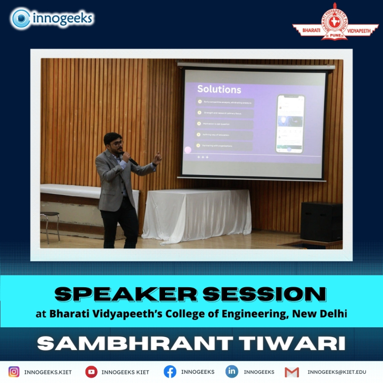 Kiet_edu's tweet image. A proud moment for #Innogeeks_Club as their core member, Mr. Sambhrant Tiwari, was honored as an expert speaker and guest of honor at Bhartiya Vidyapeeth, Delhi for a #session on #Android_development.
#kiet_group_of_institutions #KIETGZB #KIET #AKTU #AICTE #OpenSource #GitHub