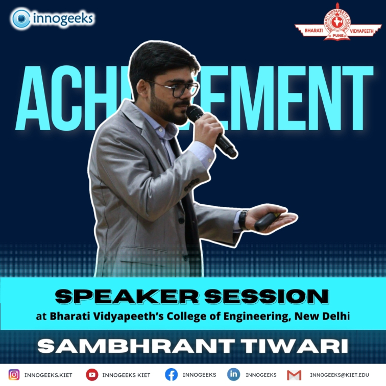 Kiet_edu's tweet image. A proud moment for #Innogeeks_Club as their core member, Mr. Sambhrant Tiwari, was honored as an expert speaker and guest of honor at Bhartiya Vidyapeeth, Delhi for a #session on #Android_development.
#kiet_group_of_institutions #KIETGZB #KIET #AKTU #AICTE #OpenSource #GitHub