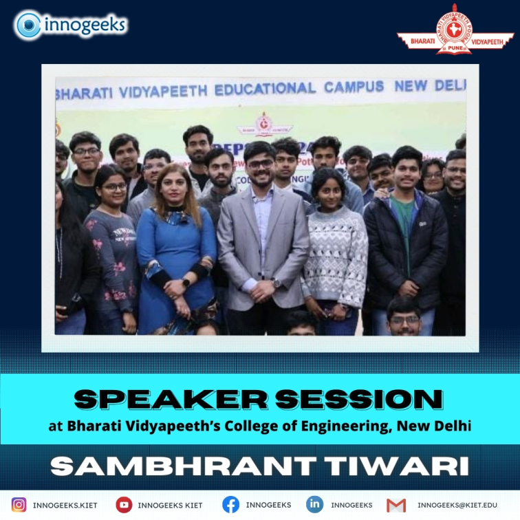 Kiet_edu's tweet image. A proud moment for #Innogeeks_Club as their core member, Mr. Sambhrant Tiwari, was honored as an expert speaker and guest of honor at Bhartiya Vidyapeeth, Delhi for a #session on #Android_development.
#kiet_group_of_institutions #KIETGZB #KIET #AKTU #AICTE #OpenSource #GitHub