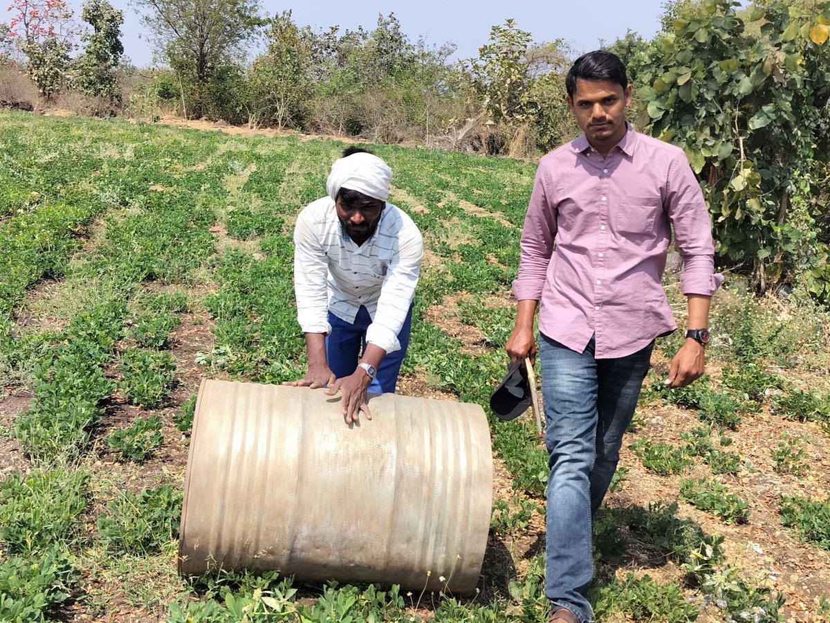 Live Demonstration on Drum rolling in Groundnut crop.
Rolling an empty iron drum over the crop at 50 -70 days after.
increased the pod yield by 
10-15% , drum made the aerial pegs touch the ground, where they developed into pods.
<a href="/DirectorAgriTS/">Director of Agriculture</a> <a href="/Collector_SRD/">Collector Sangareddy</a>