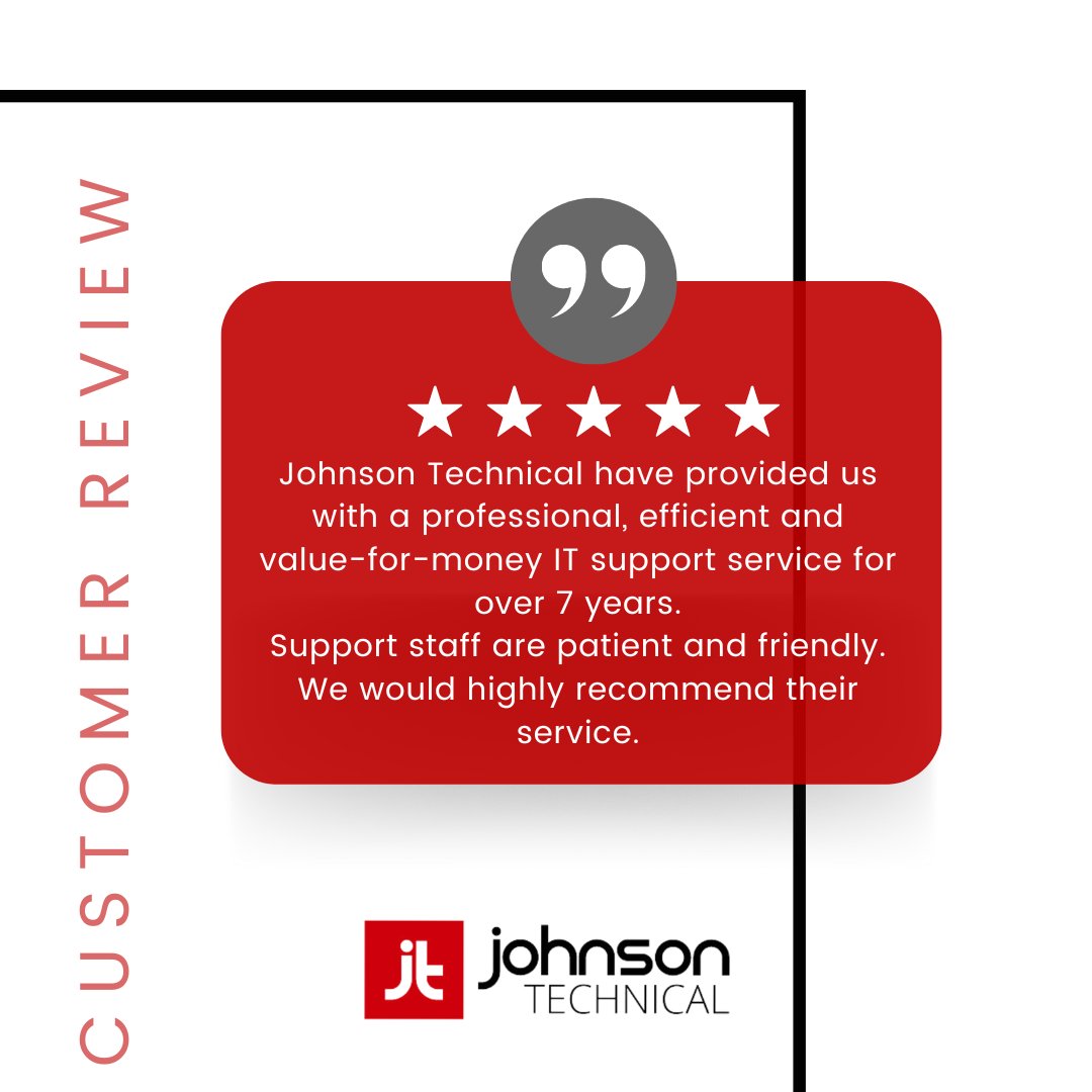 J_Technical's tweet photo. Happy clients = Happy team at Johnson!

Are you looking for a provider that you can easily communicate with and rely on at all times, who can offer every IT, Cyber Security and Telecoms service that you need?

Look no further! https://t.co/TeRfgZFXaX