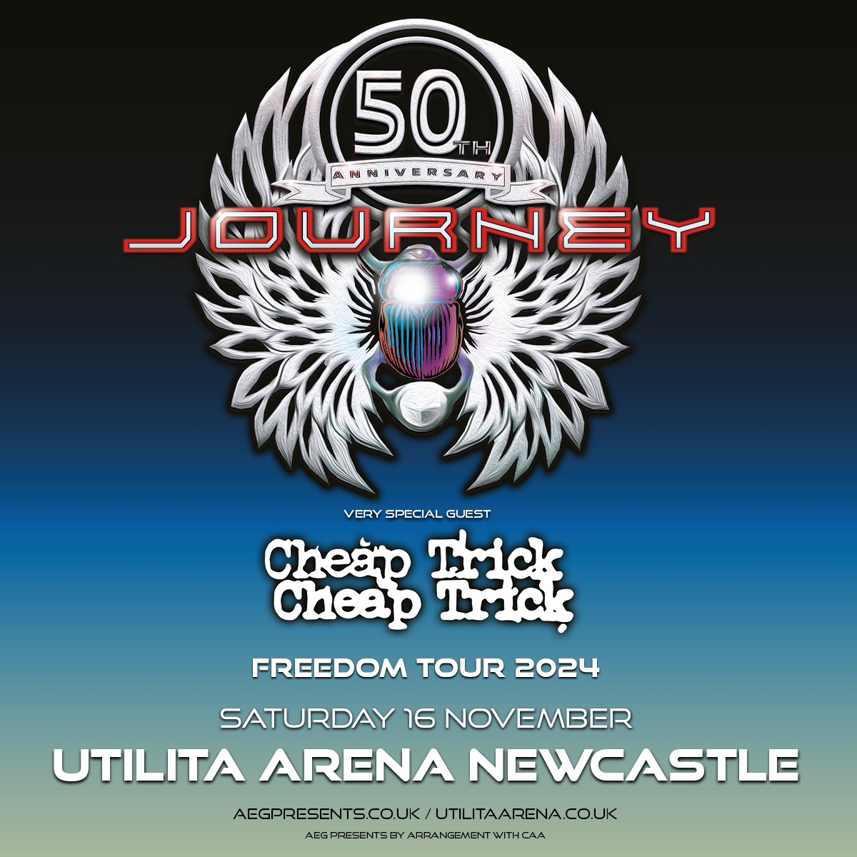 🆕 We celebrate 50 years of rock legends @JourneyOfficial this November as they bring the #FreedomTour2024 to Utilita @ArenaNewcastle alongside special guests @cheaptrick!

🎟️ Tickets are available right now!
ℹ️ bit.ly/Journey-NewcX