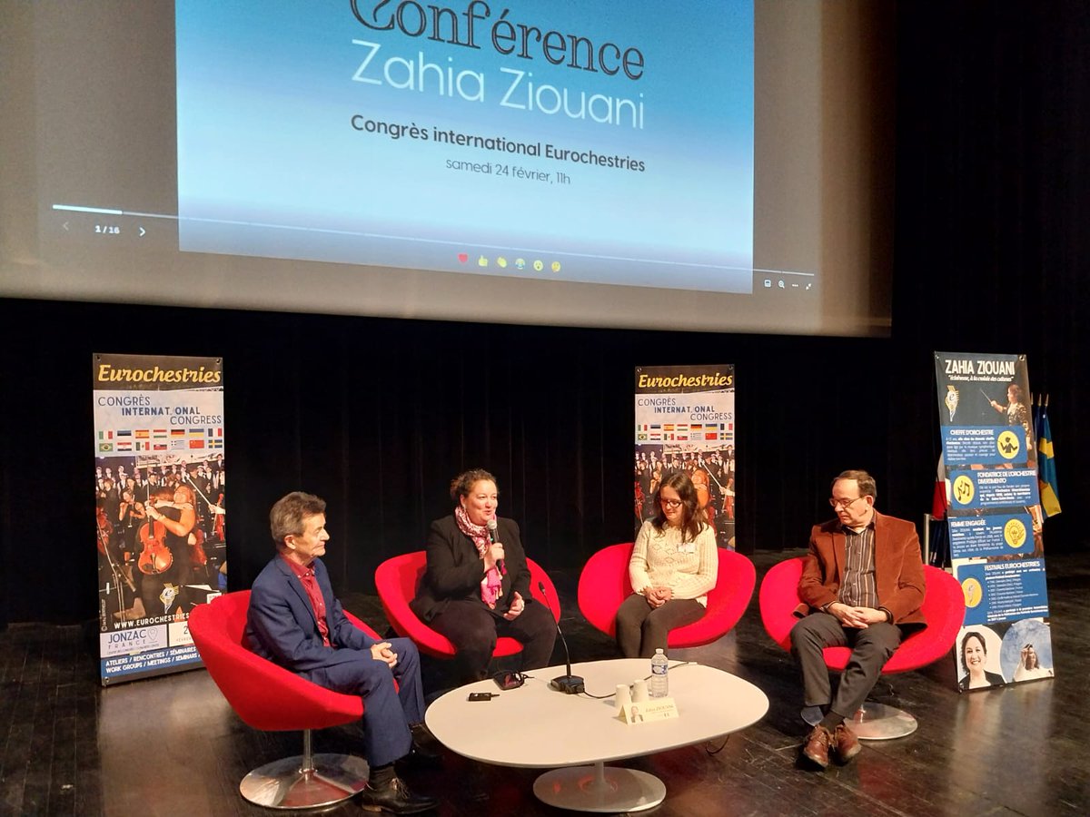 Zahia Ziouani (@zahiaziouani) on Twitter photo Lors des <a href="/Eurochestries17/">Eurochestries Charente-Maritime</a>, j'ai participé à une cinéconférence avec la diffusion de #Divertimento suivie d'échanges avec le public. Le jour suivant, j'ai animé une conférence sur l'inclusion dans la musique classique et le rôle des femmes chefs d'orchestre. Lors des <a href="/Eurochestries17/">Eurochestries Charente-Maritime</a>, j'ai participé à une cinéconférence avec la diffusion de #Divertimento suivie d'échanges avec le public. Le jour suivant, j'ai animé une conférence sur l'inclusion dans la musique classique et le rôle des femmes chefs d'orchestre.
