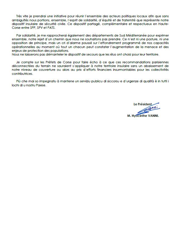 Suite au rapport de l'IGA et à la recommandation de la DGSCGC, le PCASIS H.VANNI défend nos SPV contre des mesures qui menacent l'essence de notre sécurité civile en #Corse. Restons unis pour la protection de notre territoire &amp; la valeur de l'engagement #volontaire. 
Communiqué⤵️