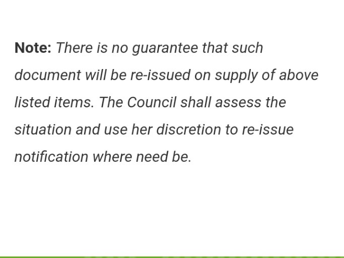 RE-ISSUANCE OF LOST NOTIFICATION OF REGISTRATION