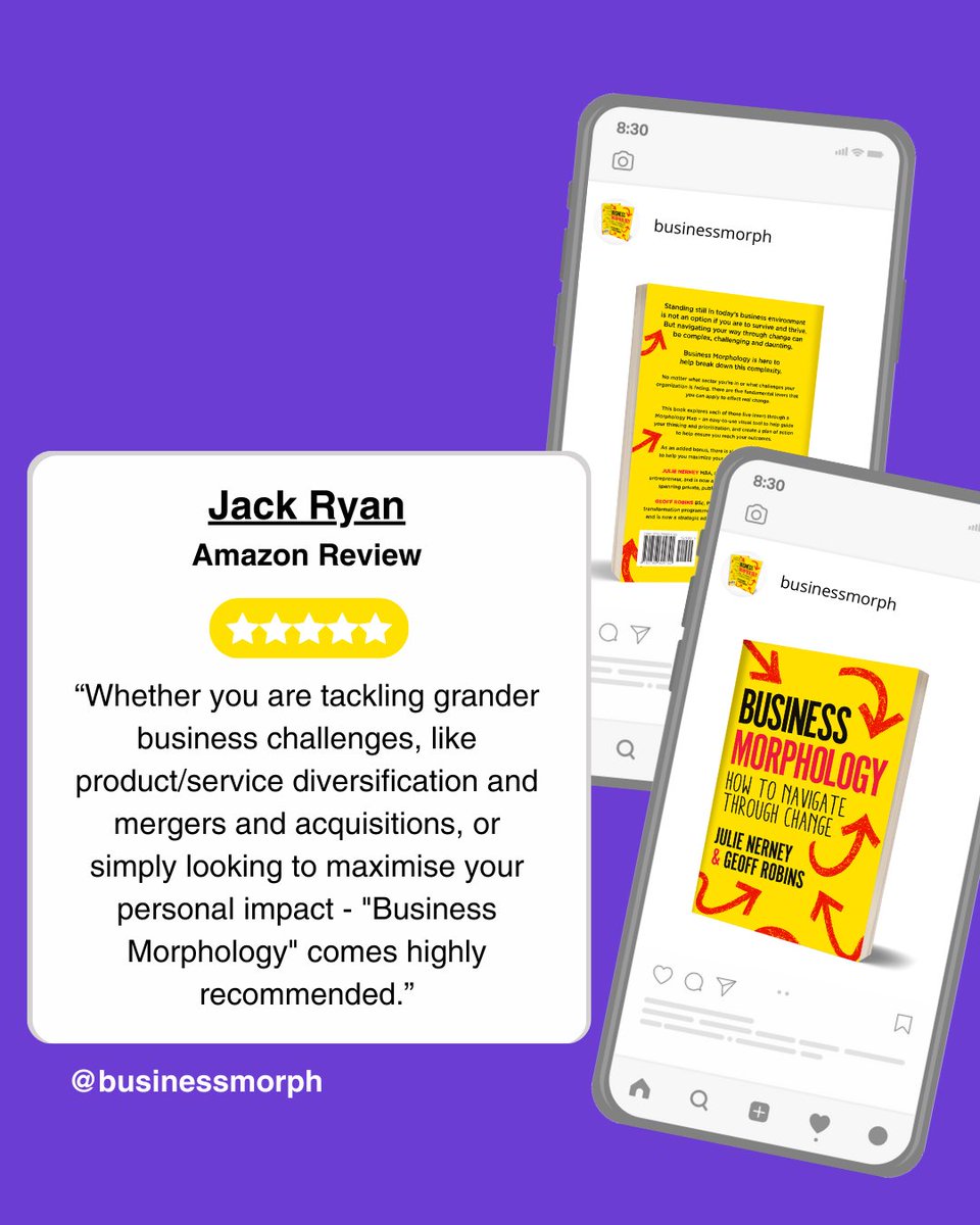 'Business Morphology' earns high praise from Jack Ryan: "A must-read for managing change effectively."

Dive into case studies &amp; actionable insights from Julie &amp; Geoff.

A toolkit for anyone ready to effect change. 🌟

#BusinessMorphology #ChangeManagement #BookReview
