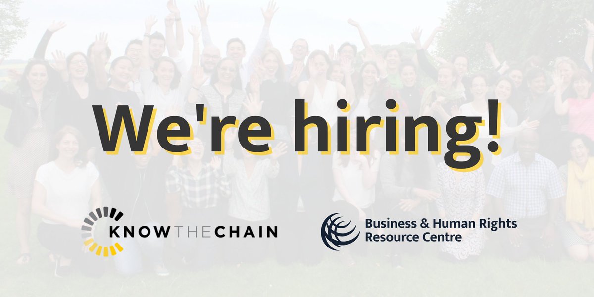 KnowTheChain (@knowthechain) on Twitter photo Join the KnowTheChain team at <a href="/BHRRC/">Business & Human Rights</a>!
We're seeking a part-time research assistant to produce data on corporate efforts to address supply chain #ForcedLabour & create practical resources for companies & investors.
Apply by 10 March 👉 bhrrc.bamboohr.com/careers/69?sou… Join the KnowTheChain team at <a href="/BHRRC/">Business & Human Rights</a>!
We're seeking a part-time research assistant to produce data on corporate efforts to address supply chain #ForcedLabour & create practical resources for companies & investors.
Apply by 10 March 👉 bhrrc.bamboohr.com/careers/69?sou…
