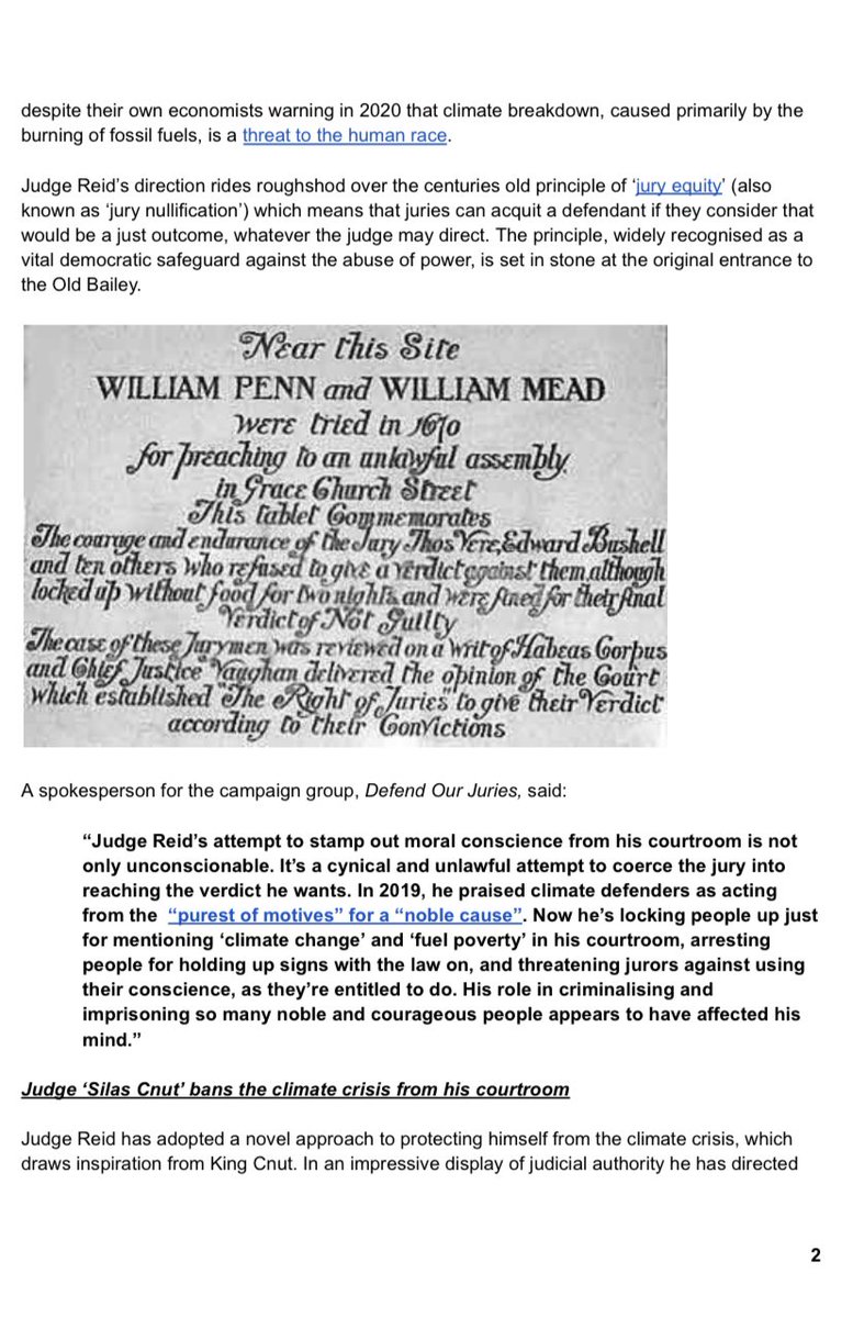 I think if Judge Silas Reid is going to start imprisoning jurors for coming up with verdicts for the wrong reasons, he should also deny them food & water whilst they’re in gaol, to really lean into that ‘17th century judicial tyrant’ energy