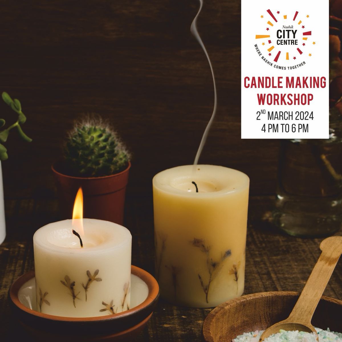 Ignite your creativity! Join us for a Candle Making Workshop at City Centre Mall. Discover the art of crafting beautiful candles while enjoying a fun-filled session. Limited slots are available, reserve yours now!📷
#candlemakingworkshop #ccm #nashikcity #citycentremall