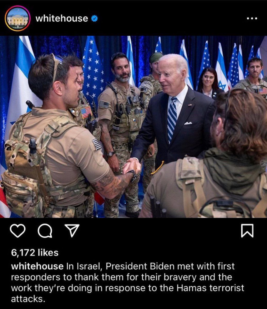 The <a href="/WhiteHouse/">The White House</a> has deleted this Instagram post where <a href="/JoeBiden/">Joe Biden</a> thanked U.S. first responders in active duty in Gaza.

The U.S. isn’t just complicit in Israel’s genocide in Gaza, it’s an active participant.