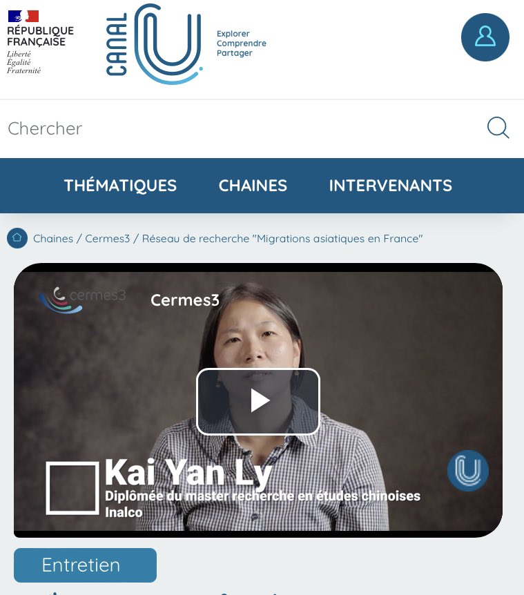 [Portraits Membres MAF] Kai Yan LY : ses recherches actuelles portent sur la mémoire du génocide perpétré par les Khmers rouges, plus précisément au sein de descendant-e-s d’origine sino-cambodgienne à Paris.
canal-u.tv/chaines/cermes…
