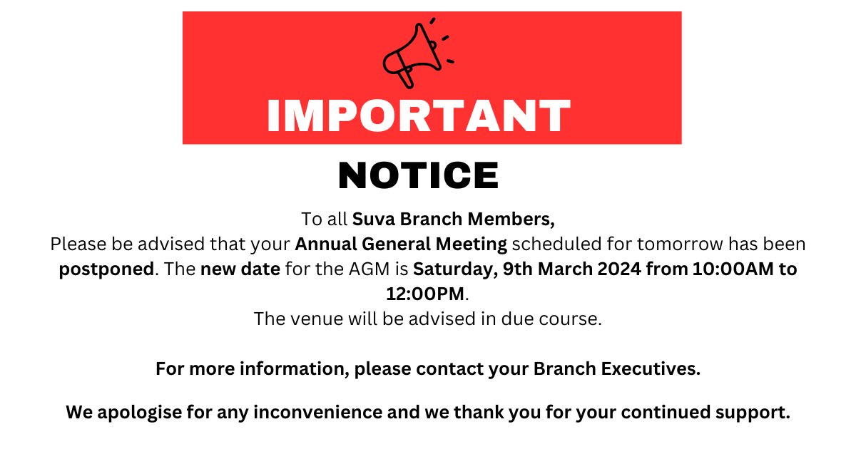 📷 IMPORTANT ANNOUNCEMENT 📷 #suvabranch #suvabranchagm #branchleadership