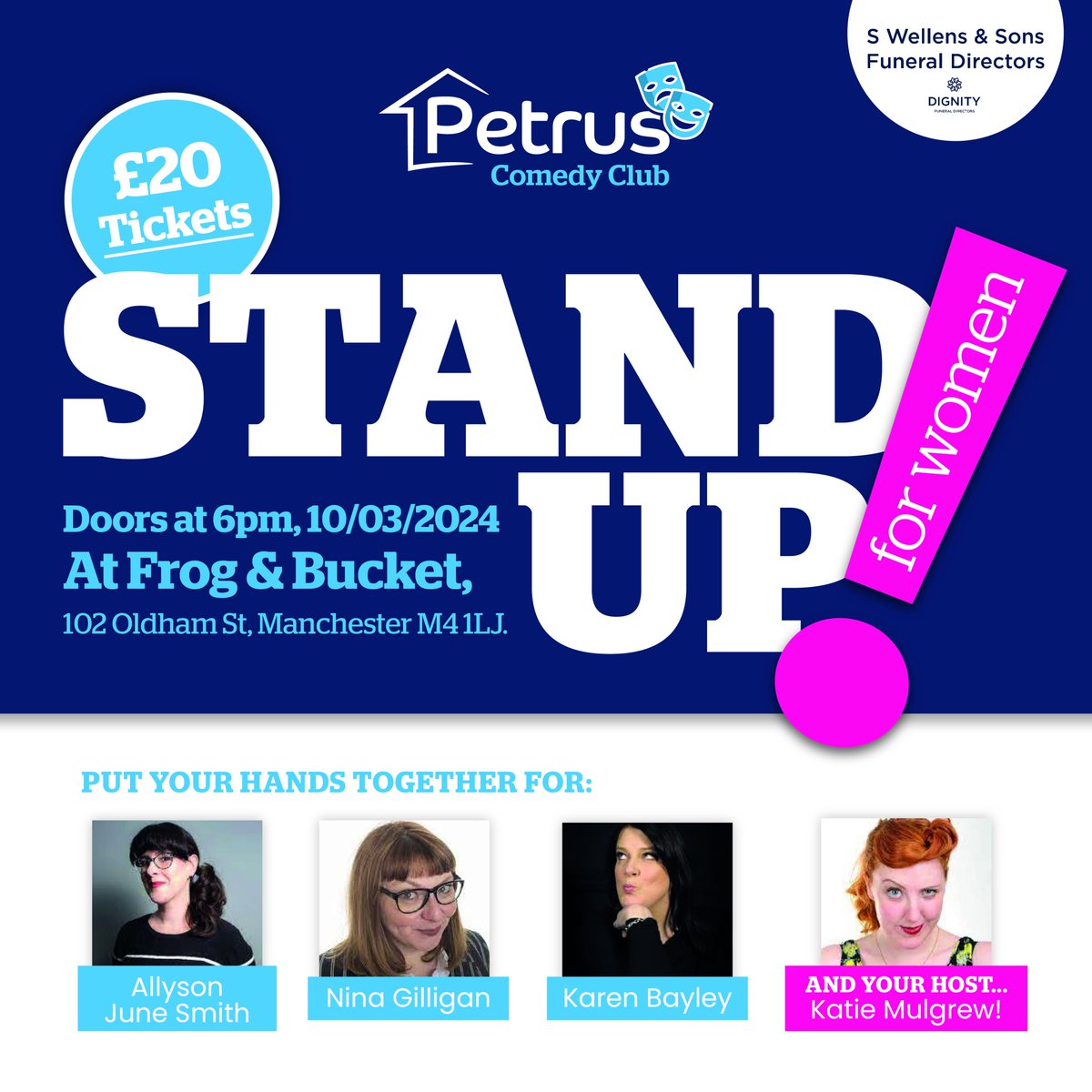 Who's up for laugh with us? The Petrus Comedy Club returns this March with an INCREDIBLE line up, raising money for Petrus' Women's Service 💜 📅 Sunday 10th March 2024 📍 @frogandbucket 🙌Book here ow.ly/Z00O50Qwfi9