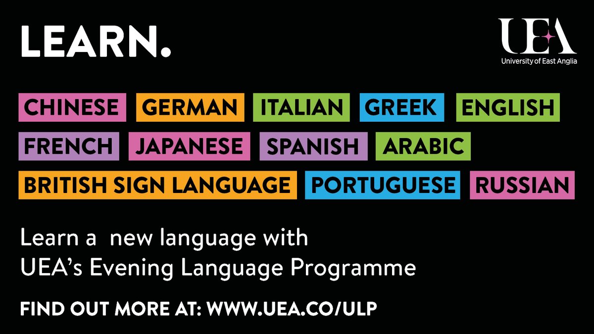 Applications now open! Open to members of the public, UEA staff and students, UEA’s Evening Language Programme offers courses taught to the highest standard by our experienced and friendly tutors. Find out more at uea.co/ulp