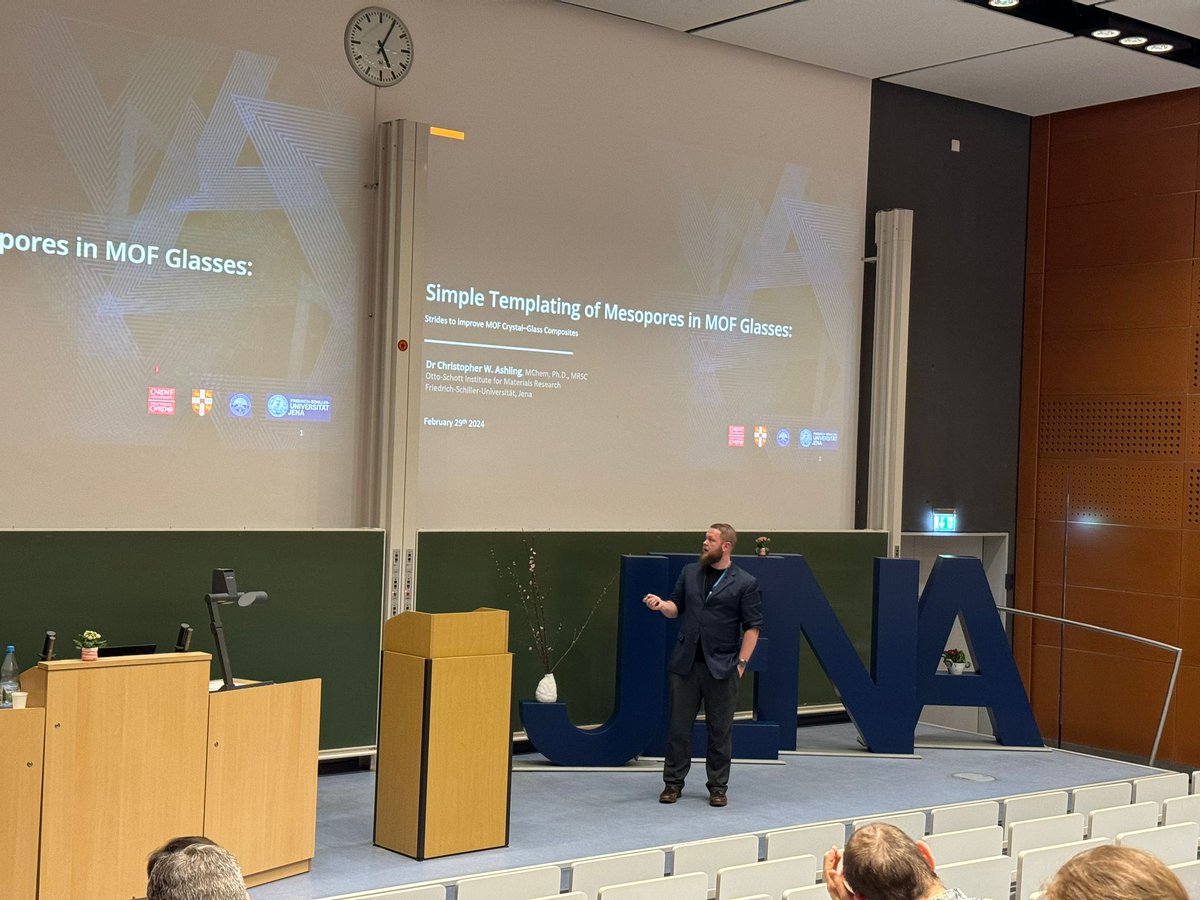 Chris Ashling (@chrisashling) on Twitter photo It was my great pleasure to deliver a talk at the <a href="/DZT35/">DZT35 Jena</a> conference yesterday on my past and current work with MOF glasses! <a href="/AvHStiftung/">Humboldt-Stiftung</a> #MOF #MOFglass #porousmaterials #conference It was my great pleasure to deliver a talk at the <a href="/DZT35/">DZT35 Jena</a> conference yesterday on my past and current work with MOF glasses! <a href="/AvHStiftung/">Humboldt-Stiftung</a> #MOF #MOFglass #porousmaterials #conference