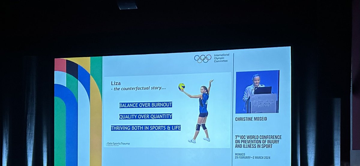 Day 2 - “Winning the game to the right finish line’ and thriving in sport and life at the forefront 💪
@CHolmMoseid showcasing the great work at Oslo Sports Trauma Research Centre and 4 pillars to addressing of young athletes #MonacoConference2024 #moresportlessinjury