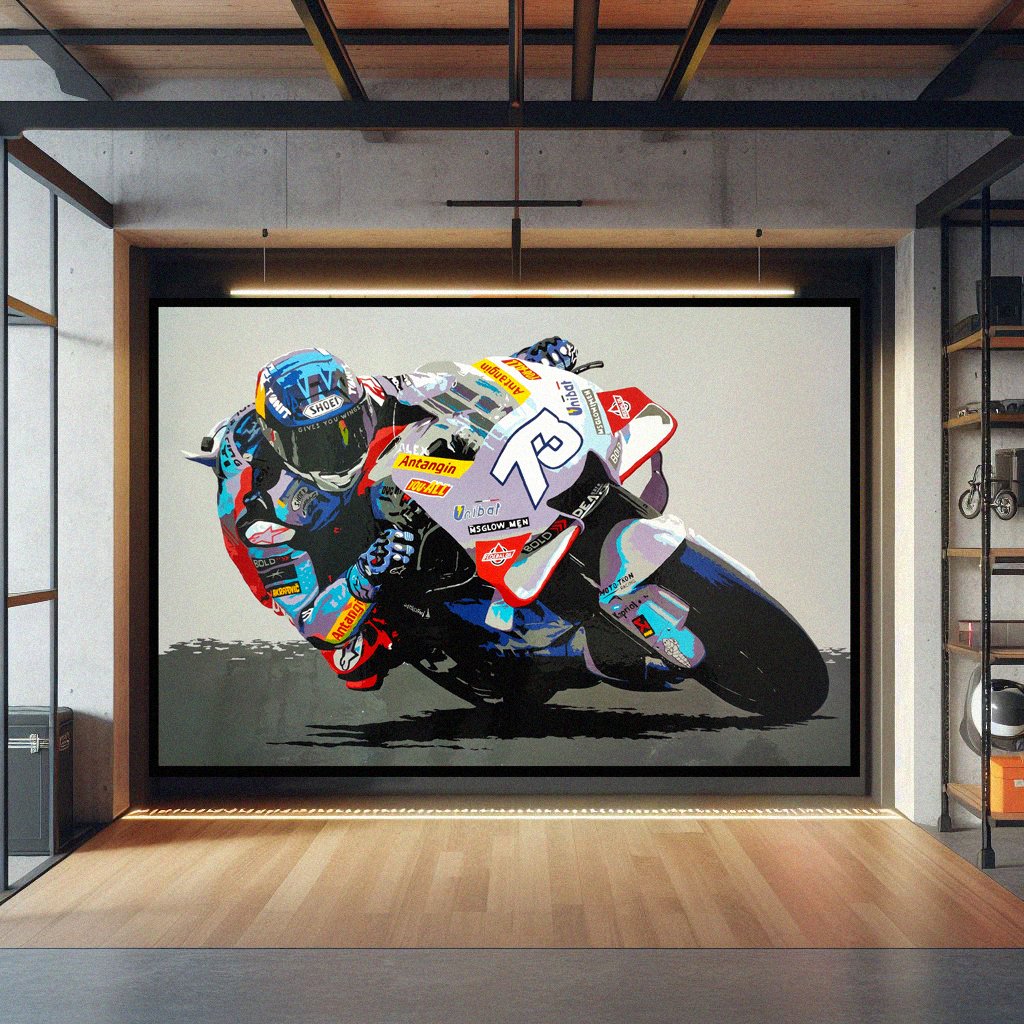 PaconeYT's tweet photo. Cuadro de @alexmarquez73! Espero que te guste y mucha suerte para la nueva temporada!💪🏻💪🏻✊🏻✊🏻

100 x 150 cm, Esmalte sobre madera. https://t.co/51z0Eqx2l9