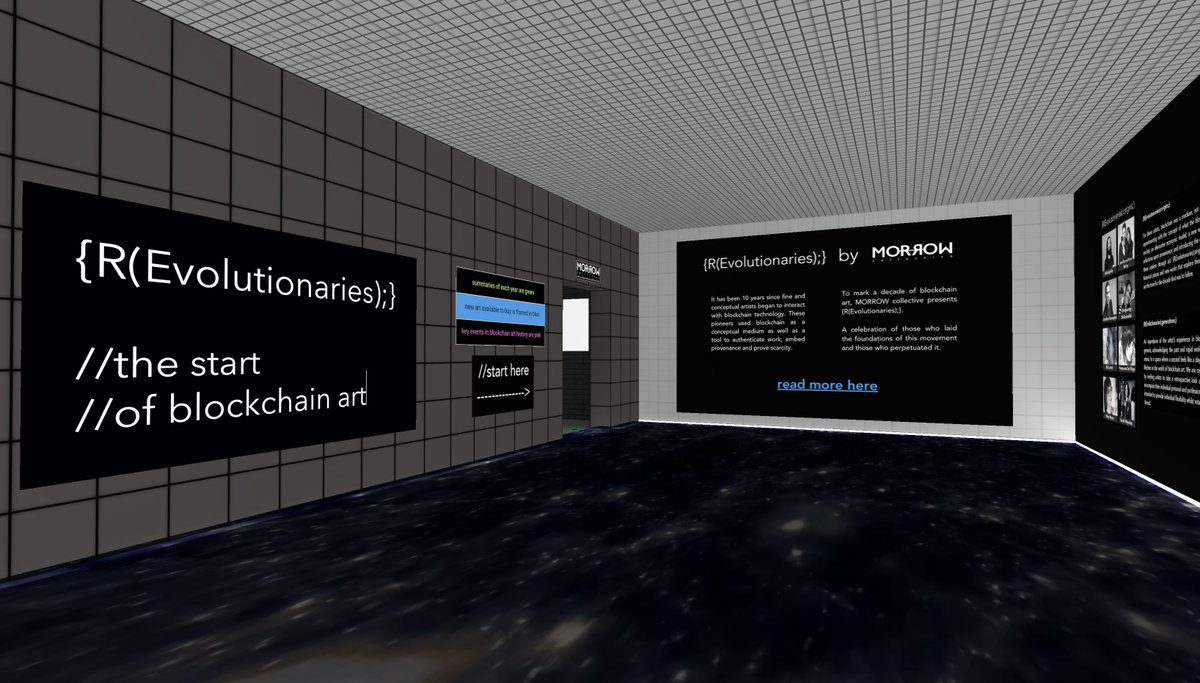 1/14 {R(Evolutionaries);metaverse;} A decade of blockchain art in @voxels showcasing genesis artworks & new art, dotted with key events that shaped our space, built lovingly by @MorrowCollect. Huge thanks to everyone whose research helped tell the story (quote tweeted) 🧵👇