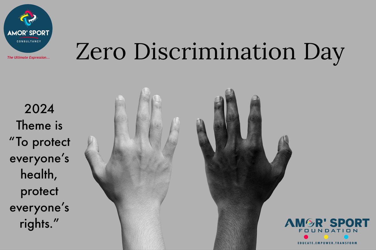 Amor' Sport comes against all forms of discrimination in every area that is gender, race, ethnicity, religion etc.Imagine a world where we can function in all our full humanity without inequality, injustice and discrimination #UN #ZeroDiscrimination #amorsportzw