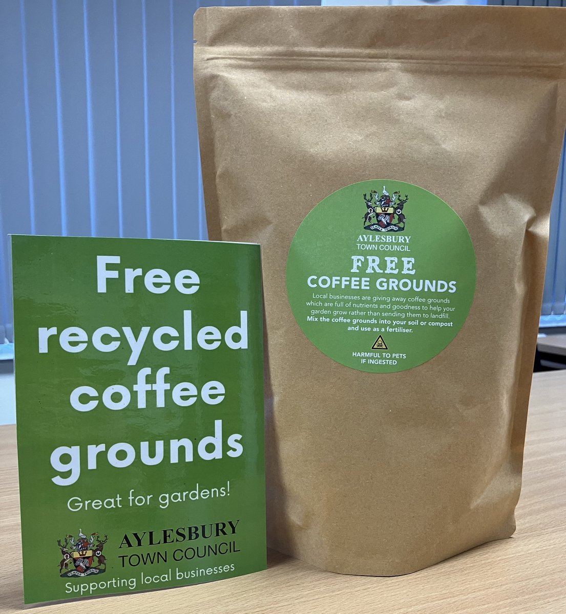 Local businesses have joined our recycled coffee grounds scheme. They're provided with organic biodegradable pouches to fill up with used coffee grounds. The scheme reduces waste for local businesses and the grounds are great for gardens! Be note that grounds are toxic to pets.