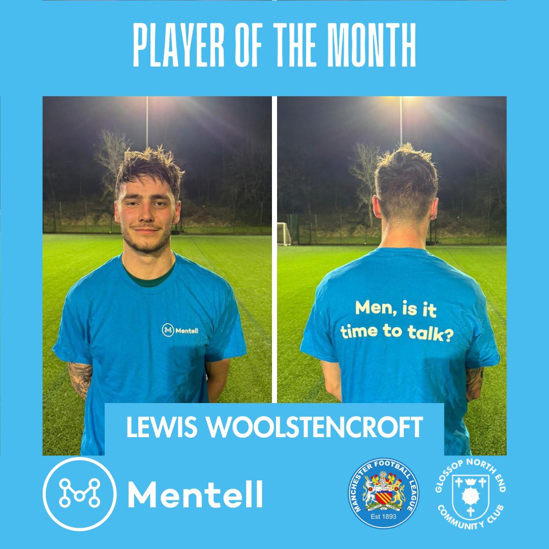 🔵 PLAYER OF THE MONTH ⚪️

Our February @MentellUK POTM is defender Lewis Woolstencroft 

✅  x 2 MOMs
✅ 🔝 CB 
✅ Trains 💪 
✅ Team Player 
✅ Team Mate 

Men is it time to talk ? 🗣️ 

🔵⚪️⚽️

#ItsTimetoTalk #CommunityClub