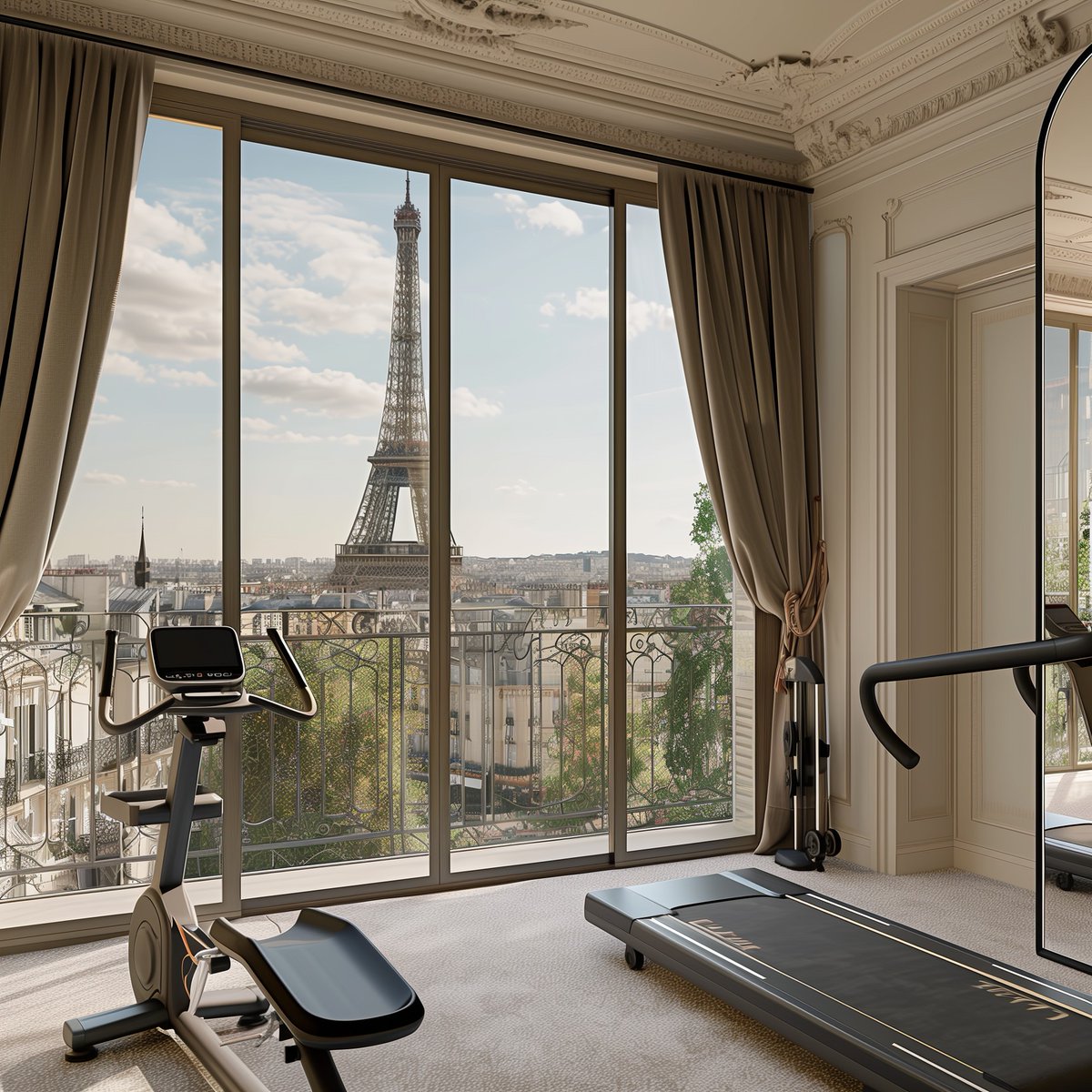 FBD_Agency's tweet image. Classic Parisian Workout
#ParisianElegance
#EiffelTowerView
#LuxuryHomeGym
#ClassicInteriors